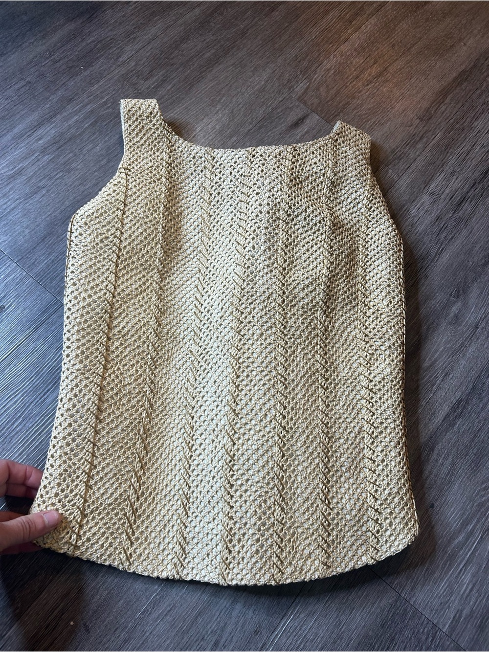 Woven Straw Tank Top - Natural Beige